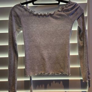 fringed light grey brandy top